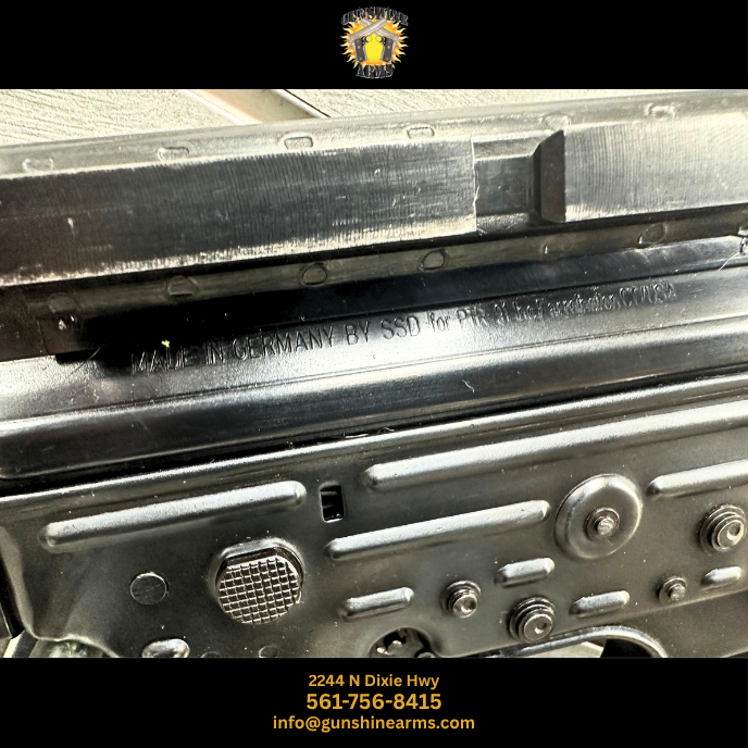 Semi-auto StG 44 import marking reading "Made in Germany by SSD for PTR-91 Inc." on the SSD PTR44 receiver