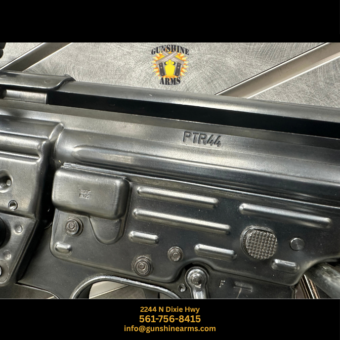 Semi-auto StG 44, close-up of the PTR44 stamp and pressed-steel receiver on the SSD PTR44 left side