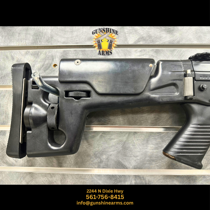 SIG 550 sniper rifle – right side of the SG 550-1 Sniper folding stock showing cheek piece, length adjustment, and recoil pad
